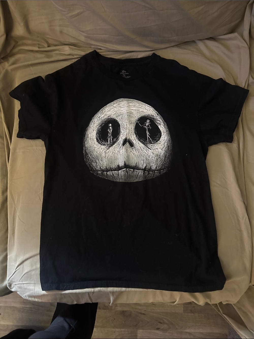 Disney Black Short Sleeve Tee with White Jack Skellington Graphic
